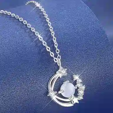 【S925银 星月相伴】 七好美银 精致轻奢时尚优雅小清新 简约小众高级感设计 日常通勤百搭锁骨链 琉璃 项链 女款