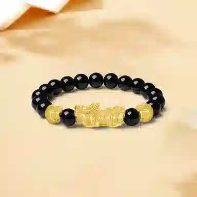 【S999足银纯银 财运亨通】 七好美银 招财貔貅吞金兽 新中式国潮民族风复古小众设计感 八方来财 日常通勤百搭 琉璃 手串 男女同款情侣款