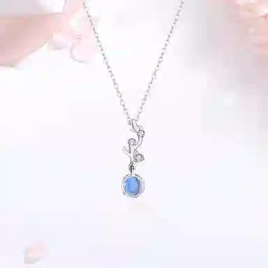 【S925银 一鹿有你】 七好美银  精致轻奢时尚优雅森系小清新 简约小众高级感设计 日常约会通勤百搭 琉璃 项链 女款