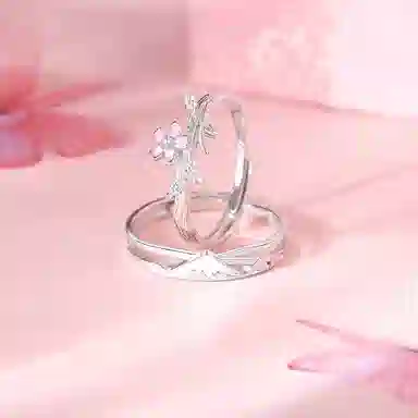 【S925银 樱花之恋】 七好美银 飞雪精致小花甜美温柔浪漫雪山频率 首饰 戒指 男女同款情侣款