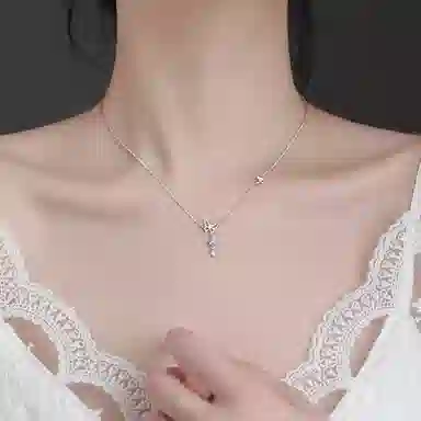 【S925银 好运福蝶】 七好美银 双蝴蝶 精致轻奢时尚优雅温柔森系小清新 简约小众高级感设计 日常约会通勤百搭 琉璃 项链 女款