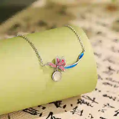 【S925银 花中君子】 七好美银 兰花如意新中式国风古典彩绘复古浪漫轻奢优雅气质大方时尚百搭锁骨链#好运 玉髓 项链 女款