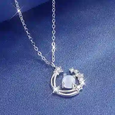 【S925银 星月相伴】 七好美银 精致轻奢时尚优雅小清新 简约小众高级感设计 日常通勤百搭锁骨链 琉璃 项链 女款