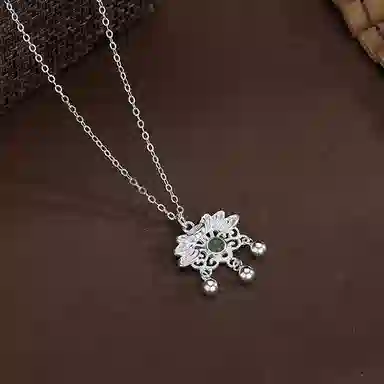 【S925银 好运莲莲】 七好美银 莲花平安锁新中式国风复古事事如意莲莲生财轻奢极简高级小众设计#好运 银 项链 女款