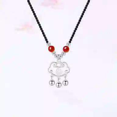 【999足银纯银心想事成 】 七好美银 平安锁国潮新中式纳福精致轻奢小众简约吉祥副锁吊坠时尚百搭#好运 首饰 项链 男女同款情侣款