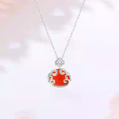 【S925银 称心如意】 七好美银 如意祥云新中式国潮复古招财进宝平安顺遂好运轻奢精致简约百搭锁骨链#好运 玛瑙 项链 女款