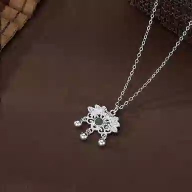 【S925银 好运莲莲】 七好美银 莲花平安锁新中式国风复古事事如意莲莲生财轻奢极简高级小众设计#好运 银 项链 女款