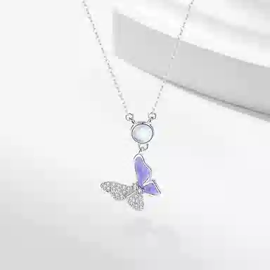 【S925银 幻彩福蝶】 七好美银 蝴蝶 精致轻奢时尚温柔浪漫小清新 简约小众高级感设计 日常约会通勤百搭#好运 琉璃 项链 女款