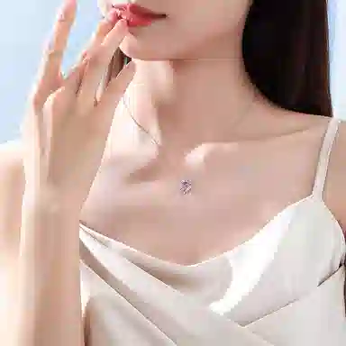 【S925银 鸢尾 】 七好美银 精致轻奢时尚优雅小清新 简约小众高级感设计 日常通勤百搭锁骨链 琉璃 项链 女款