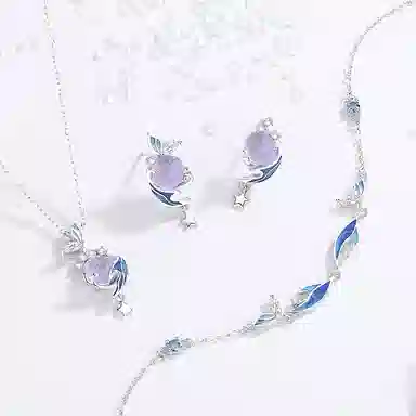 【S925银 蝶海梦境】 七好美银 精致轻奢时尚优雅森系小清新 简约小众高级感设计 日常约会通勤百搭锁骨链 琉璃 项链 女款