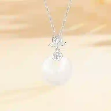 【S925银 步步生莲】 七好美银 莲花平安扣 精致轻奢时尚优雅小清新 简约小众高级感设计 日常通勤百搭 玉髓 玉石项链 女款