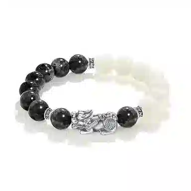 【S999足银纯银 财运亨通】 七好美银 招财貔貅吞金兽 新中式国潮民族风复古小众设计感 简约 八方来财 通勤百搭 琉璃 手串 男女同款情侣款