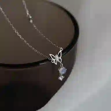 【S925银 好运福蝶】 七好美银 双蝴蝶 精致轻奢时尚优雅温柔森系小清新 简约小众高级感设计 日常约会通勤百搭 琉璃 项链 女款