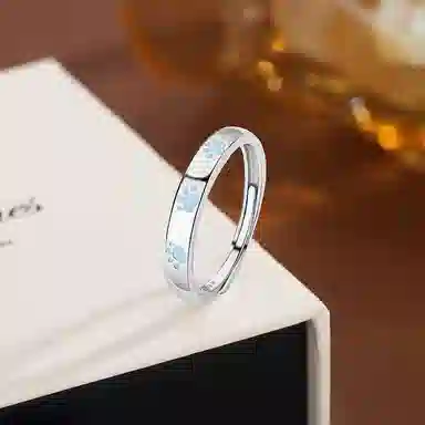 【999纯银 可免费定制刻字 夜光 猫咪日记】  七好美银 可爱喵咪狗狗简约小清新萌趣猫耳生动立体俏皮设计甜蜜 银 戒指 男女同款情侣款