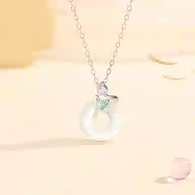 【S925银 郁见】 七好美银 郁金香平安扣轻奢浪漫梦幻小众设计小清新温柔新中式高颜值氛围感甜美少女心百搭 玉髓 项链 女款