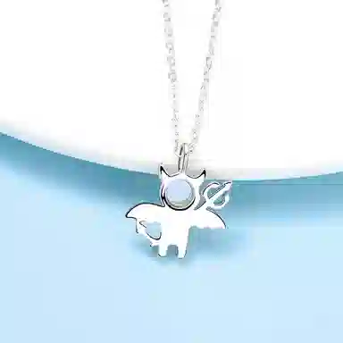 【S925银 萌趣精灵】 七好美银 小魔王 精致轻奢时尚优雅森系小清新 简约小众高级感设计 日常通勤百搭锁骨链 琉璃 玉石项链 女款