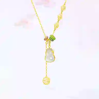 【S925银 福禄双全】 七好美银 福运葫芦新中式国风国潮轻奢招财纳福平安喜乐贵气小众设计简约高级约会通勤显白百搭#好运 玉髓 项链 女款