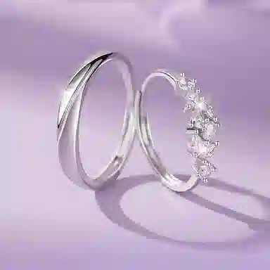 【S925银紫藤花开】 七好美银 幸福自来温柔法式浪漫钟爱久久真心闪耀恋爱高级精致百搭个性对戒 首饰 戒指 男女同款情侣款