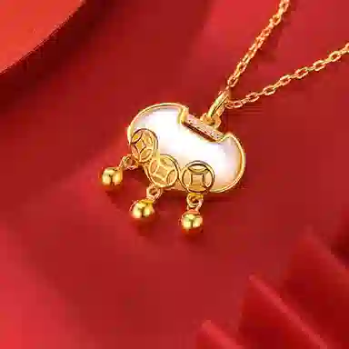 【S925银】 七好美银 钱币平安锁吉祥新中式国风优雅轻奢小众设计招财转运极简百搭高贵气质时尚专属#好运 首饰贝母 项链 男女同款情侣款