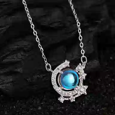 【S999足银纯银 逐梦星月】 七好美银 精致轻奢时尚优雅温柔小清新 简约小众高级感设计 日常约会通勤百搭 琉璃 项链 女款