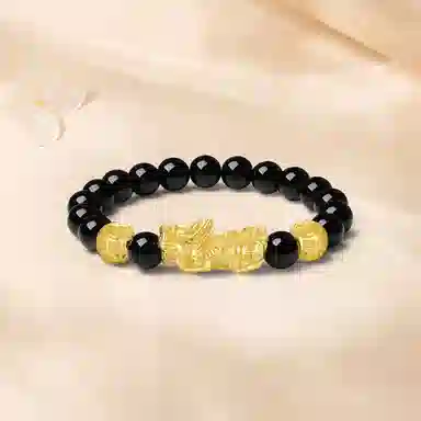 【S999足银纯银 财运亨通】 七好美银 招财貔貅吞金兽 新中式国潮民族风复古小众设计感 八方来财 日常通勤百搭 琉璃 手串 男女同款情侣款