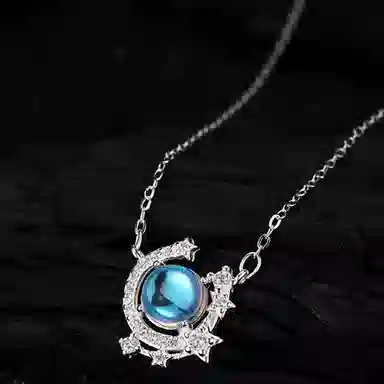 【S999足银纯银 逐梦星月】 七好美银 精致轻奢时尚优雅温柔小清新 简约小众高级感设计 日常约会通勤百搭 琉璃 项链 女款