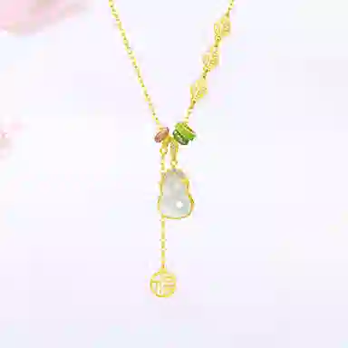 【S925银 福禄双全】 七好美银 福运葫芦新中式国风国潮轻奢招财纳福平安喜乐贵气小众设计简约高级约会通勤显白百搭#好运 玉髓 项链 女款
