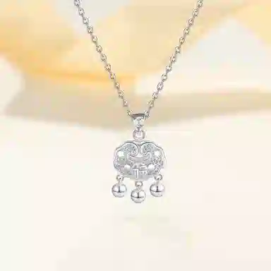 【999足银纯银 平安喜乐】 七好美银 福运平安锁新中式国风复古优雅贵气转运纳福吉祥百搭长命锁#好运 首饰 项链 男女同款情侣款