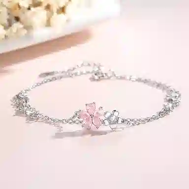 【S925银 落樱缤纷 】 七好美银 樱花漫舞轻奢精致浪漫甜美小众设计简约高级甜美少女心氛围感仪式感纪日常百搭 银 手链 女款