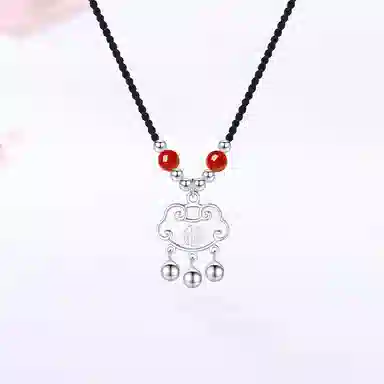 【999足银纯银心想事成 】 七好美银 平安锁国潮新中式纳福精致轻奢小众简约吉祥副锁吊坠时尚百搭#好运 首饰 项链 男女同款情侣款