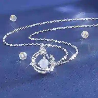 【S925银 星月相伴】 七好美银 精致轻奢时尚优雅小清新 简约小众高级感设计 日常通勤百搭锁骨链 琉璃 项链 女款