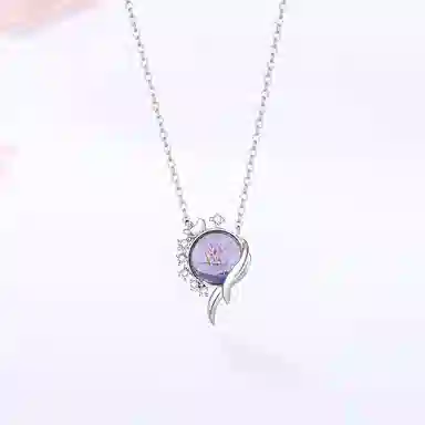 【S925银 鸢尾 】 七好美银 精致轻奢时尚优雅小清新 简约小众高级感设计 日常通勤百搭锁骨链 琉璃 项链 女款
