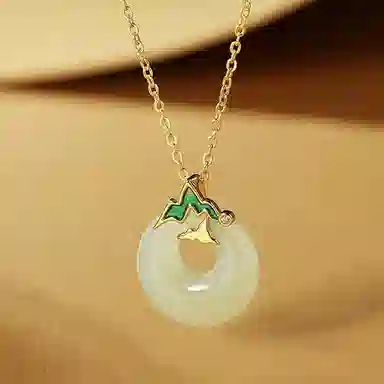 【S925银 江山如画】 七好美银 国潮精致轻奢时尚优雅 简约小众高级感设计 日常通勤百搭 和田玉项链 青白玉 女款