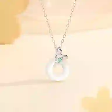 【S925银 郁见】 七好美银 郁金香平安扣轻奢浪漫梦幻小众设计小清新温柔新中式高颜值氛围感甜美少女心百搭 玉髓 项链 女款