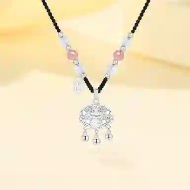 【999足银纯银锁住财运】 七好美银 招财福运平安锁新中式国潮优雅气质小清新招财转运铃铛吊坠百搭长命锁#好运 首饰  项链 男女同款情侣款