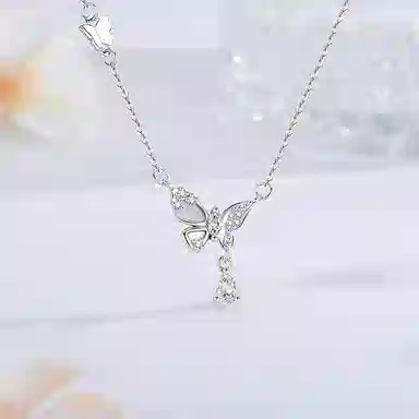 【S999足银纯银 好运福蝶】 七好美银 翩翩蝴蝶 精致轻奢时尚优雅森系小清新 简约小众高级感设计 日常通勤百搭 首饰 项链 女款