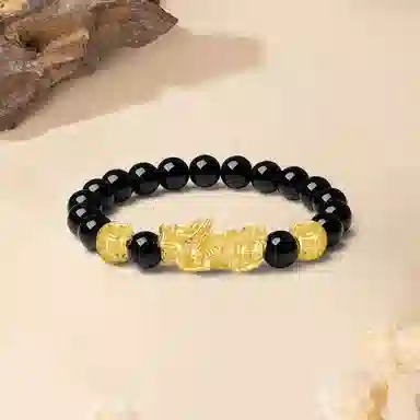 【S999足银纯银 财运亨通】 七好美银 招财貔貅吞金兽 新中式国潮民族风复古小众设计感 八方来财 日常通勤百搭 琉璃 手串 男女同款情侣款