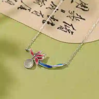 【S925银 花中君子】 七好美银 兰花如意新中式国风古典彩绘复古浪漫轻奢优雅气质大方时尚百搭锁骨链#好运 玉髓 项链 女款
