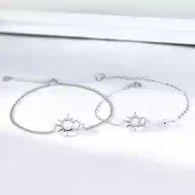 【S925银 四季与你 】 七好美银 日夜相守轻奢简约小众设计白月光浪漫梦幻甜蜜饰爱日月同辉时光恋人约会 银 手链 男女同款情侣款
