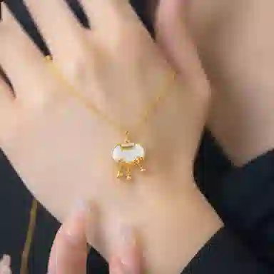 【S925银】 七好美银 钱币平安锁吉祥新中式国风优雅轻奢小众设计招财转运极简百搭高贵气质时尚专属#好运 首饰贝母 项链 男女同款情侣款