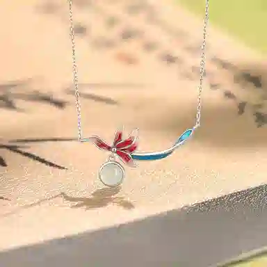 【S925银 花中君子】 七好美银 兰花如意新中式国风古典彩绘复古浪漫轻奢优雅气质大方时尚百搭锁骨链#好运 玉髓 项链 女款