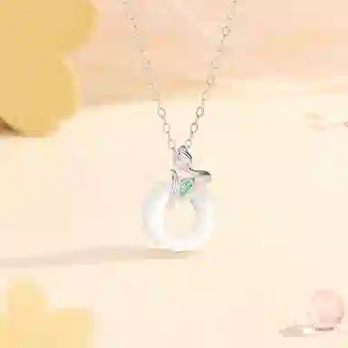 【S925银 郁见】 七好美银 郁金香平安扣轻奢浪漫梦幻小众设计小清新温柔新中式高颜值氛围感甜美少女心百搭 玉髓 项链 女款