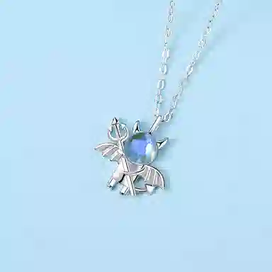 【S925银 萌趣精灵】 七好美银 小魔王 精致轻奢时尚优雅森系小清新 简约小众高级感设计 日常通勤百搭锁骨链 琉璃 玉石项链 女款