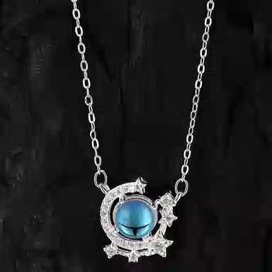 【S999足银纯银 逐梦星月】 七好美银 精致轻奢时尚优雅温柔小清新 简约小众高级感设计 日常约会通勤百搭 琉璃 项链 女款