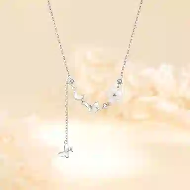 【999足银纯银 花飞碟舞 】 七好美银 蝴蝶花朵流苏轻奢精致氛围感仙气法式高级浪漫梦幻小众配饰潮流日常百搭锁骨链#好运 首饰 项链 女款