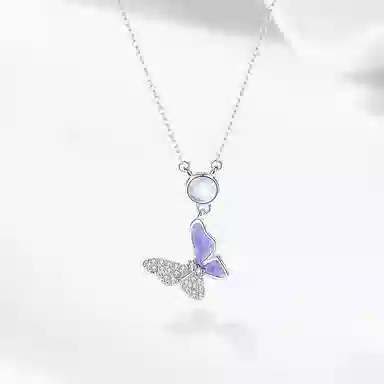 【S925银 幻彩福蝶】 七好美银 蝴蝶 精致轻奢时尚温柔浪漫小清新 简约小众高级感设计 日常约会通勤百搭#好运 琉璃 项链 女款