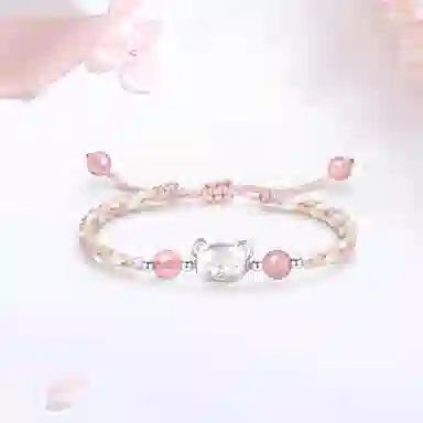 【999足银纯银 可爱幸运熊】 七好美银 小熊新中式国风甜美森系卡通轻奢独特小众设计高级感立体磨砂熊如意结交织 首饰 手绳 男女同款情侣款