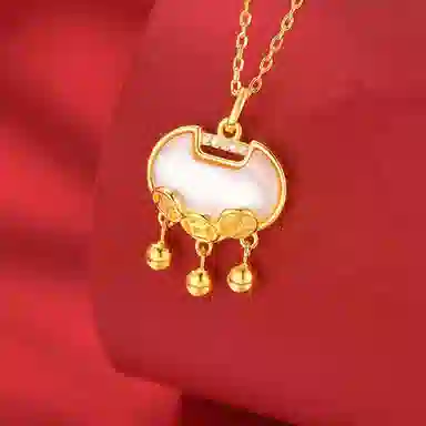 【S925银】 七好美银 钱币平安锁吉祥新中式国风优雅轻奢小众设计招财转运极简百搭高贵气质时尚专属#好运 首饰贝母 项链 男女同款情侣款