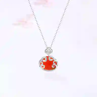 【S925银 称心如意】 七好美银 如意祥云新中式国潮复古招财进宝平安顺遂好运轻奢精致简约百搭锁骨链#好运 玛瑙 项链 女款