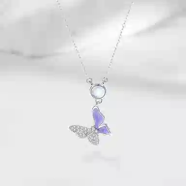 【S925银 幻彩福蝶】 七好美银 蝴蝶 精致轻奢时尚温柔浪漫小清新 简约小众高级感设计 日常约会通勤百搭#好运 琉璃 项链 女款